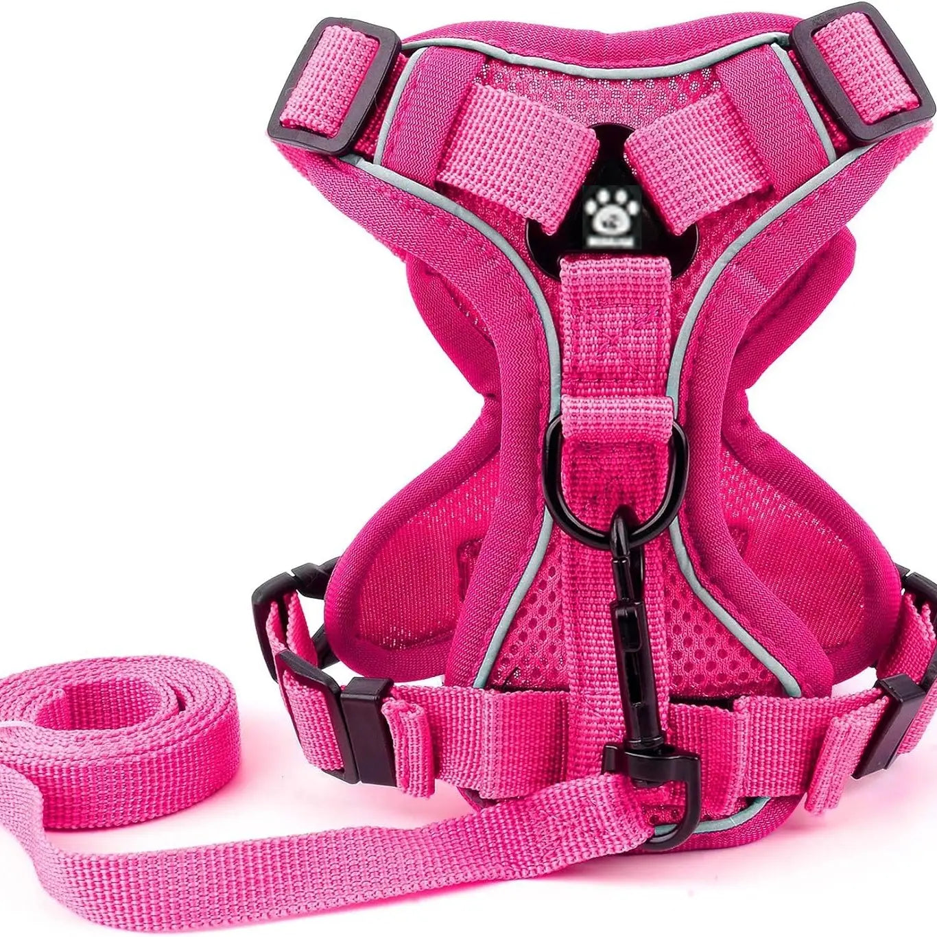 Adjustable Dog Harness Set, No Tangle Leash, Breathable Mesh Reflective Anti-Pull Pet Vest for Small Medium Large Dogs, Outdoor Walking Night Safety