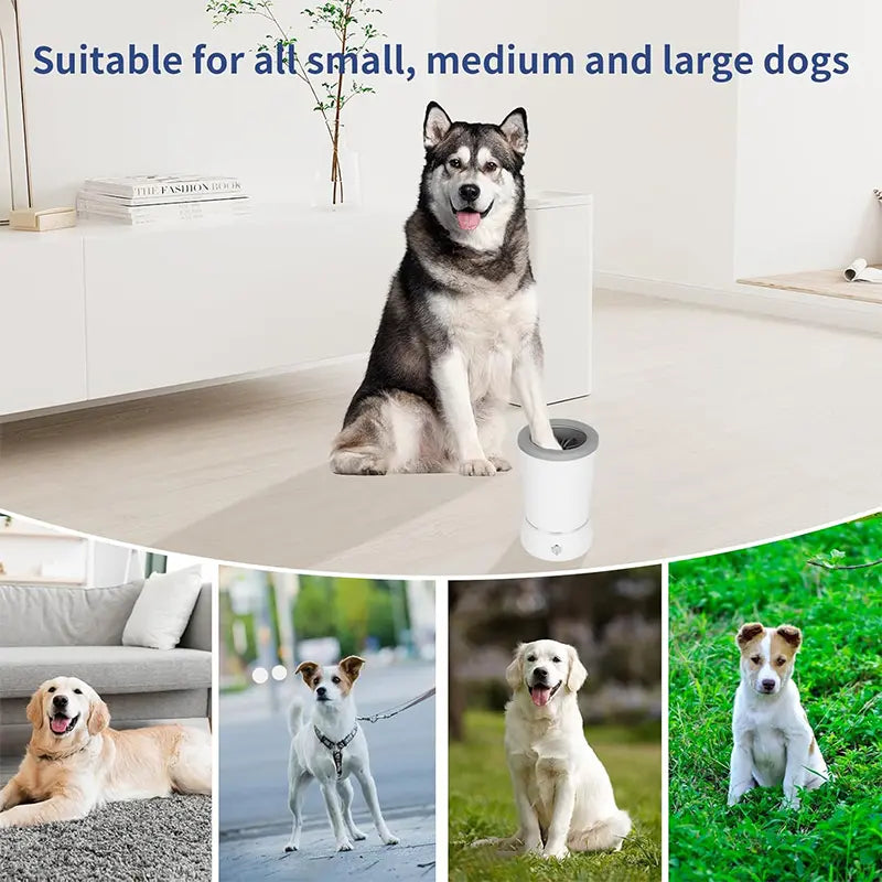 Rechargeable Automatic Electric Pet Paw Cleaner with Soft Silicone Brushes - Portable Dog and Cat Foot Washer for Grooming and Shedding Care
