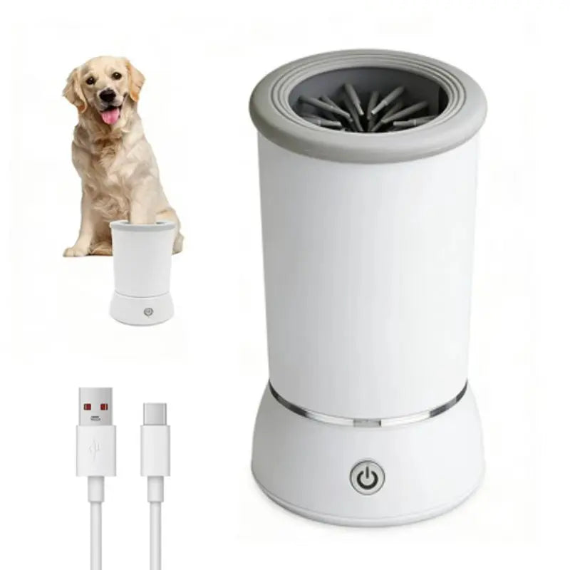 Rechargeable Automatic Electric Pet Paw Cleaner with Soft Silicone Brushes - Portable Dog and Cat Foot Washer for Grooming and Shedding Care