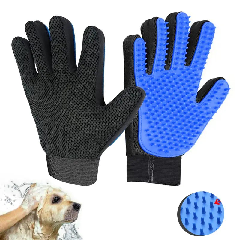 Generic Pet Grooming Glove, Blue - Perfect for Dog, Cat, Rabbit with Fur (Short and Long), Multi-Role Bathing, Massaging, Grooming, Shedding, Brush Glove