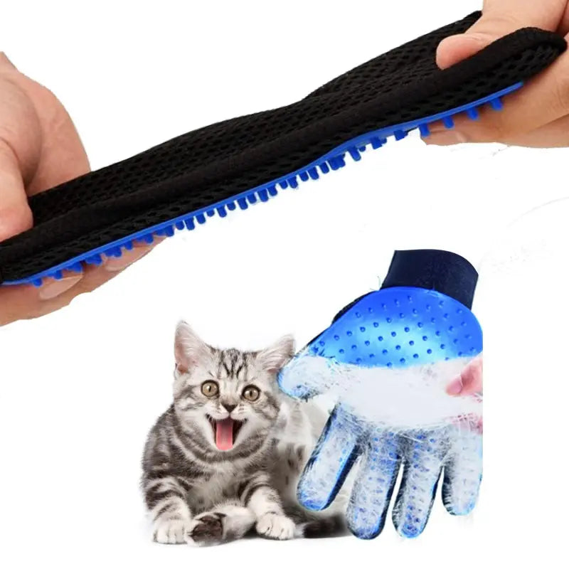 Generic Pet Grooming Glove, Blue - Perfect for Dog, Cat, Rabbit with Fur (Short and Long), Multi-Role Bathing, Massaging, Grooming, Shedding, Brush Glove