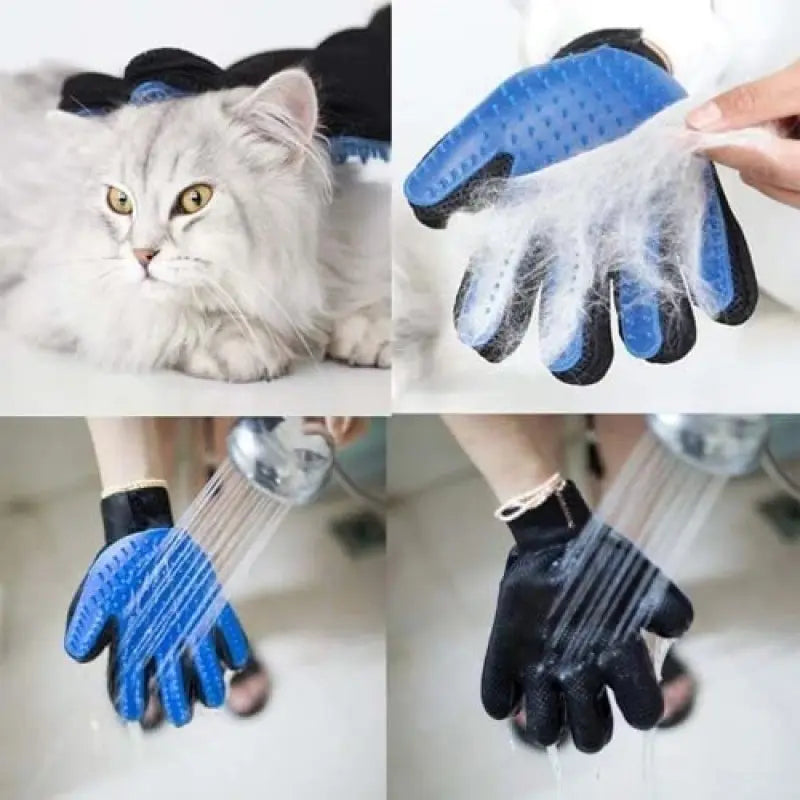 Generic Pet Grooming Glove, Blue - Perfect for Dog, Cat, Rabbit with Fur (Short and Long), Multi-Role Bathing, Massaging, Grooming, Shedding, Brush Glove