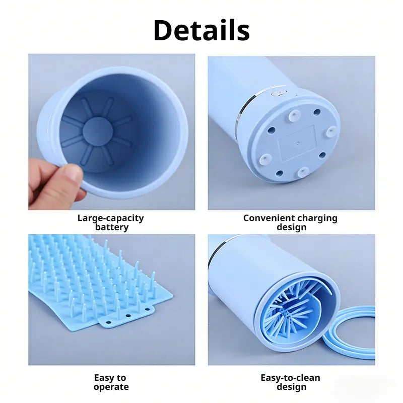 Rechargeable Automatic Electric Pet Paw Cleaner with Soft Silicone Brushes - Portable Dog and Cat Foot Washer for Grooming and Shedding Care