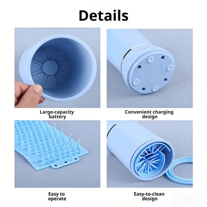 Rechargeable Automatic Electric Pet Paw Cleaner with Soft Silicone Brushes - Portable Dog and Cat Foot Washer for Grooming and Shedding Care