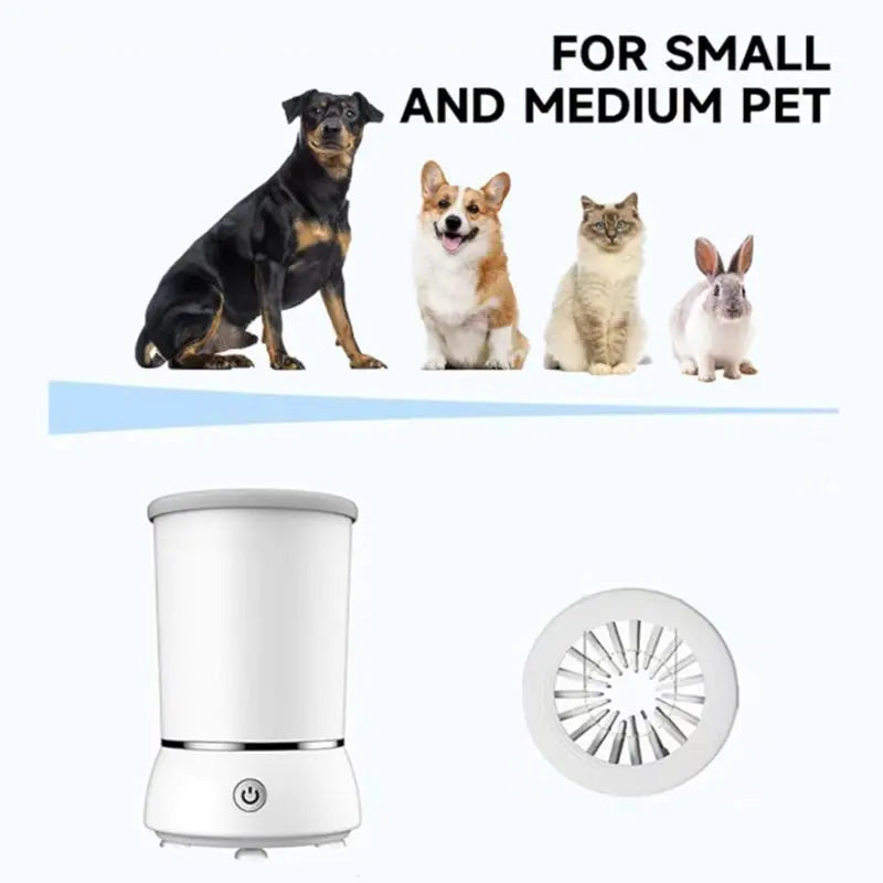 Rechargeable Automatic Electric Pet Paw Cleaner with Soft Silicone Brushes - Portable Dog and Cat Foot Washer for Grooming and Shedding Care
