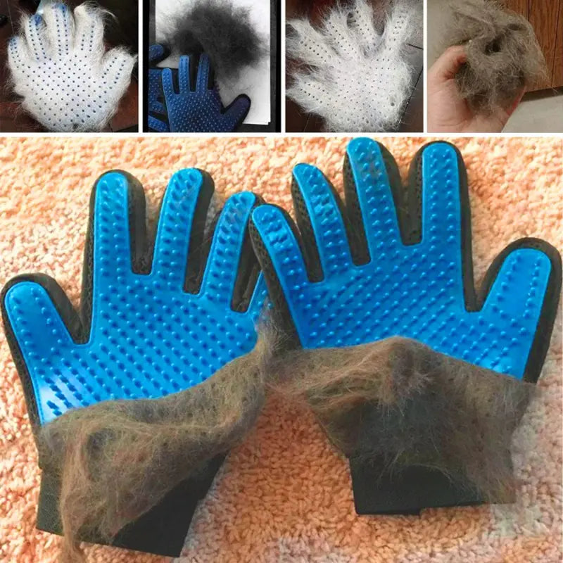 Generic Pet Grooming Glove, Blue - Perfect for Dog, Cat, Rabbit with Fur (Short and Long), Multi-Role Bathing, Massaging, Grooming, Shedding, Brush Glove